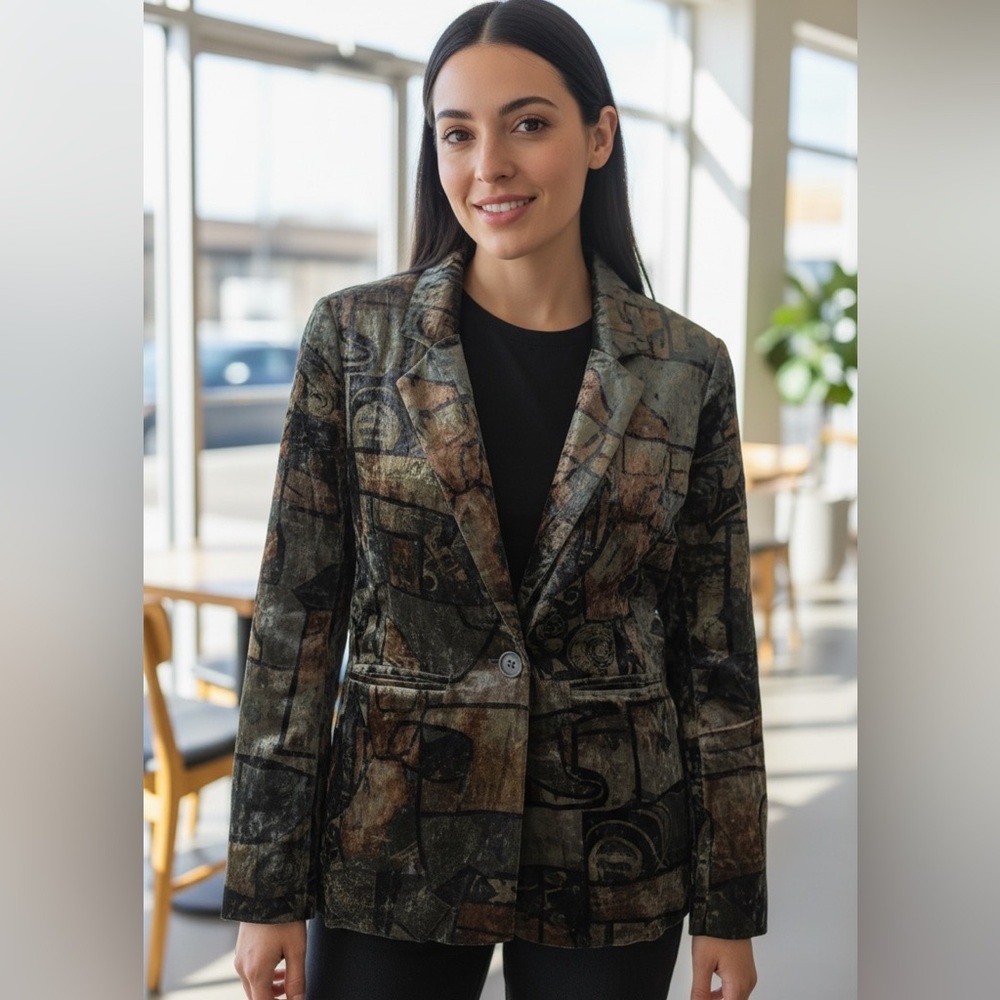 NWOT - POL Artistic Crushed Velvet Blazer size Small (oversized)